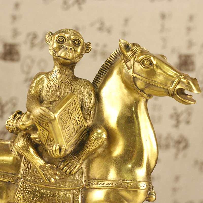 铜马上封侯摆件 大号马上猴一品马上封侯工艺品摆件