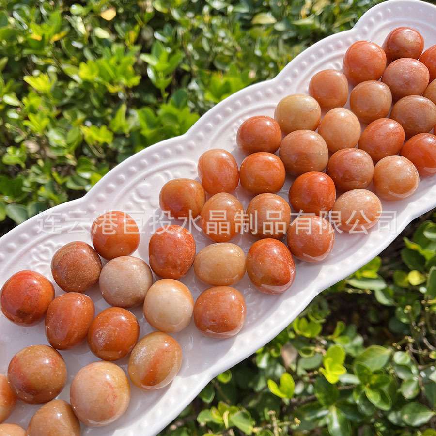 天然红东陵滚石摆件red aventurine橙东陵石英岩挖宝淘矿供亚马逊