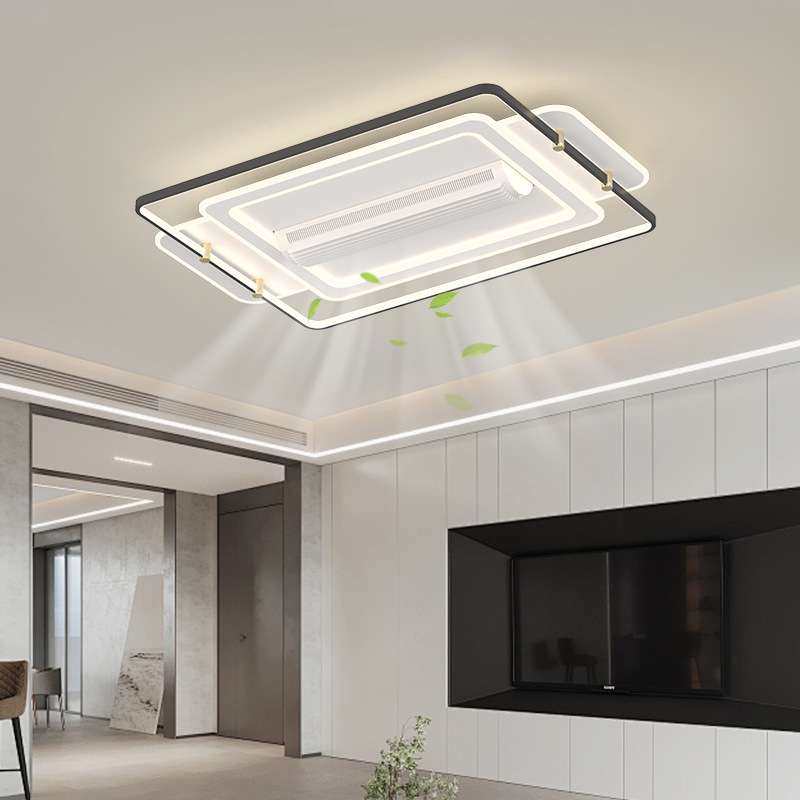 无叶风扇灯客厅吸顶灯新款滚筒式电扇灯一体护眼灯具组合全屋套餐