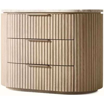 RH美式乡村主卧实木床头柜复古简约床边柜大理石台面弧形收纳柜