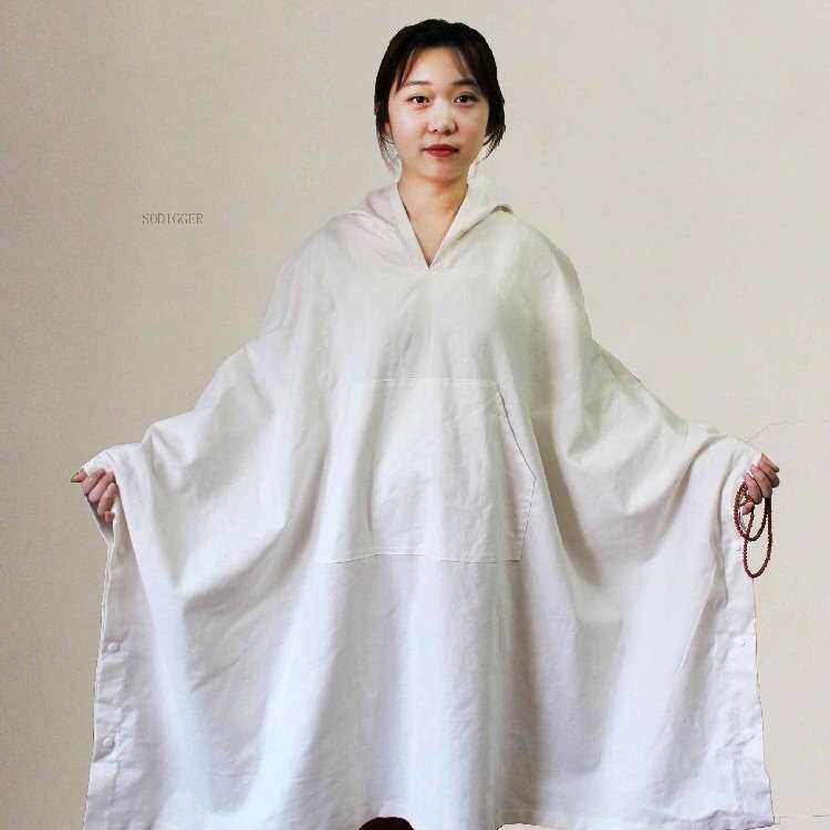 棉麻加厚春秋打坐披风打坐大斗篷打大坐披风禅修披风禅修斗篷