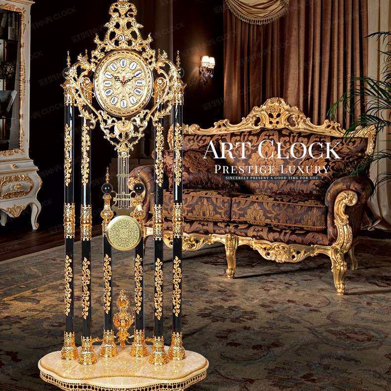 落地钟客厅欧式别墅立式客厅落地钟表轻奢欧式水晶落地钟摆件别墅