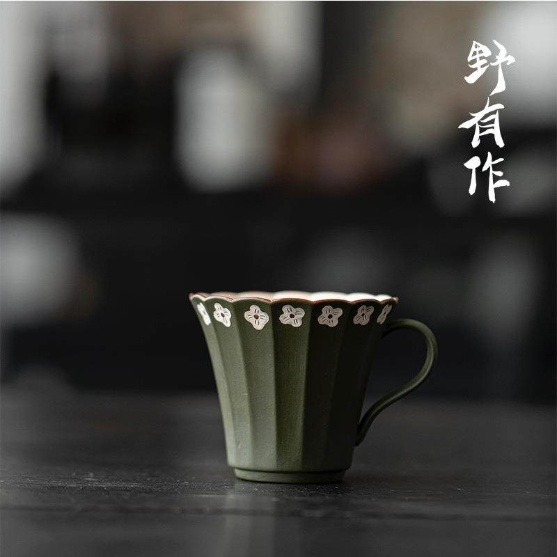 野有作日粉引手工咖啡杯一套高颜值餐厅拿铁拉花办公室简约马克杯