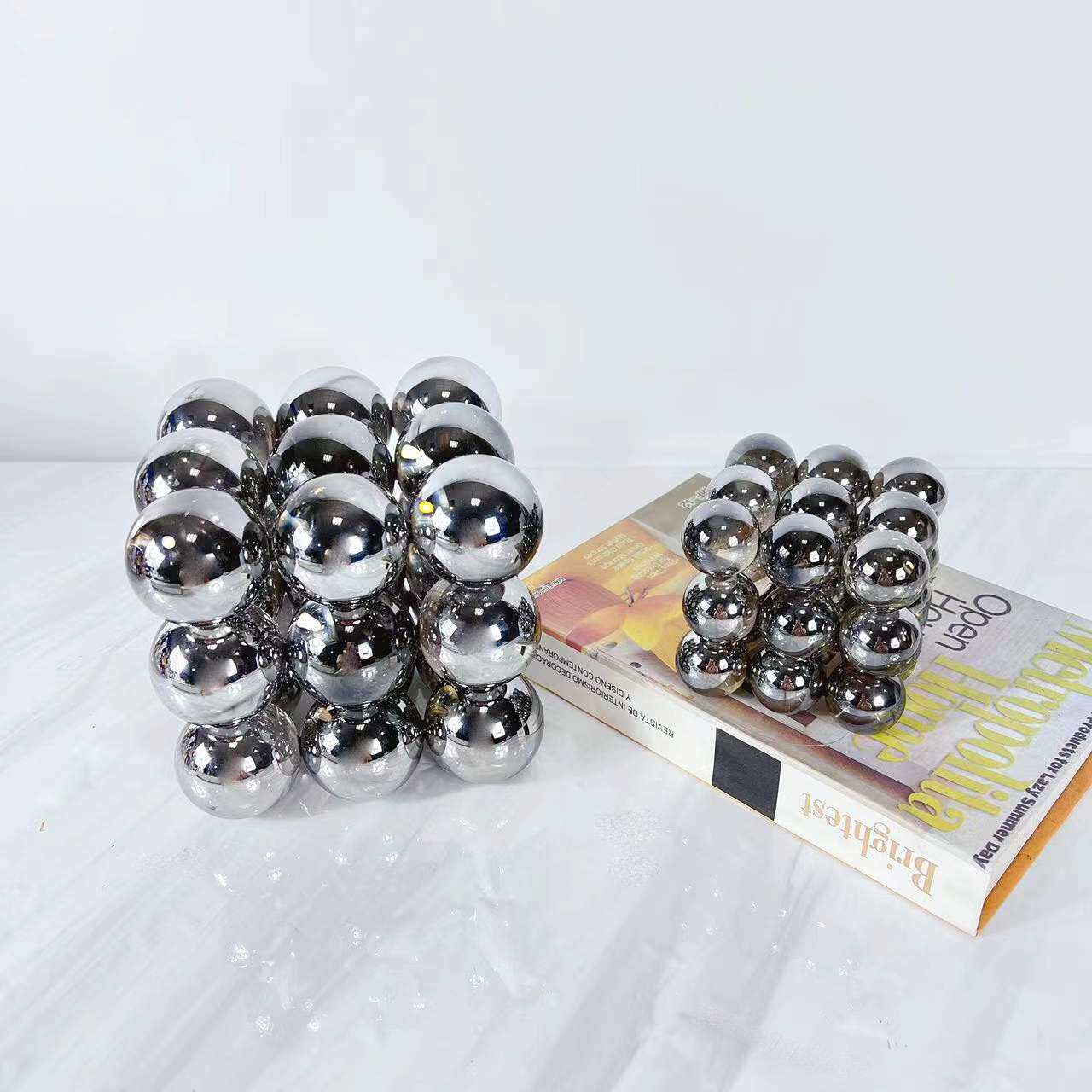 样板房现代简约水晶玻璃几何立体摆件售楼处软装饰品艺术品