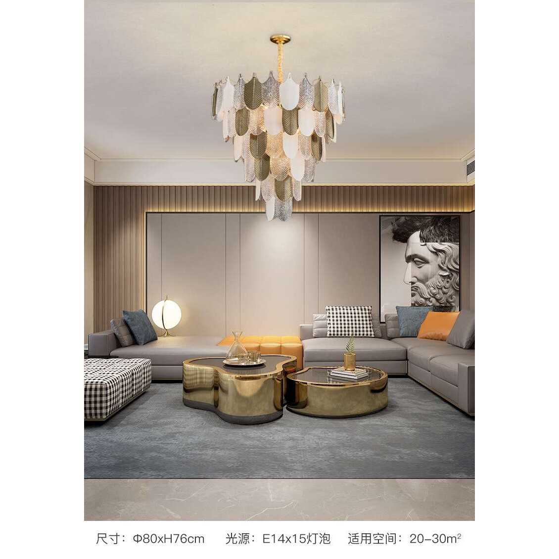 新款水晶玻璃吊顶灯简约时尚LED客厅灯具卧室餐厅别墅轻奢灯饰