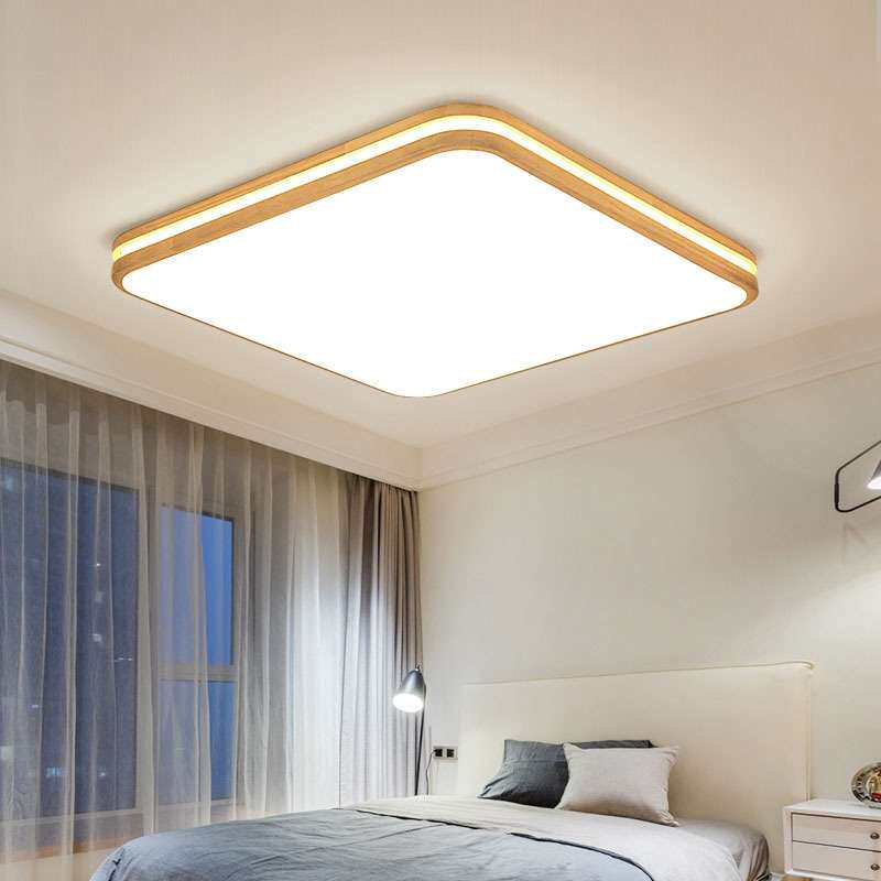 北欧吸顶灯超薄卧室灯日式实木灯具套餐原木led灯简约现代客厅灯