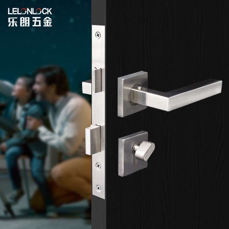 方形门把手机械分体锁SUS304不锈钢门锁室内门房门双舌执手门锁