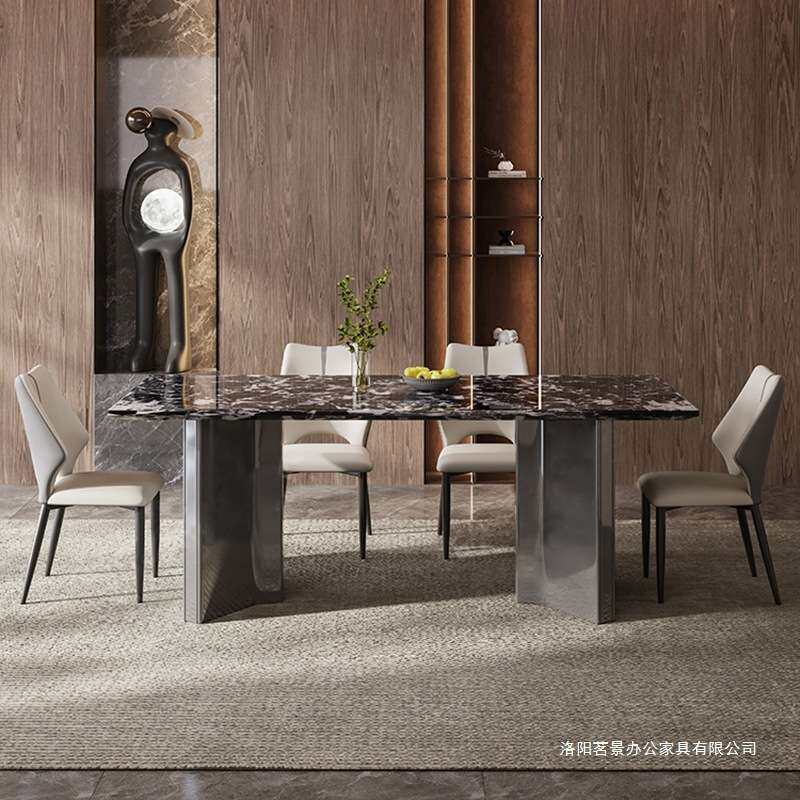 现代轻奢大理石餐桌椅意式极简奢石现代轻奢微晶石家用餐桌椅家用