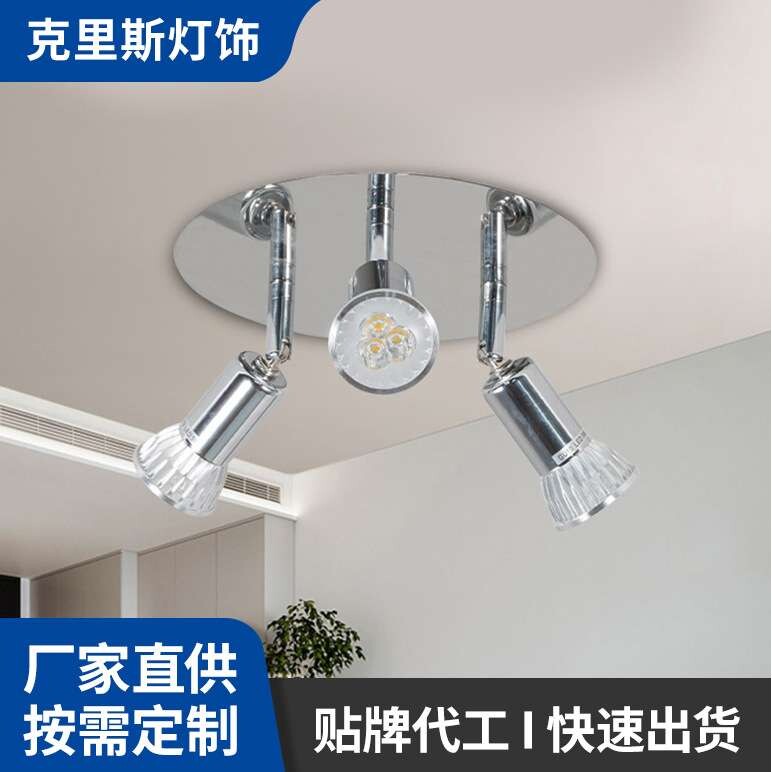 外贸新款铝材卧室客厅灯餐厅吸顶灯规格多样霖口圆形三头射灯