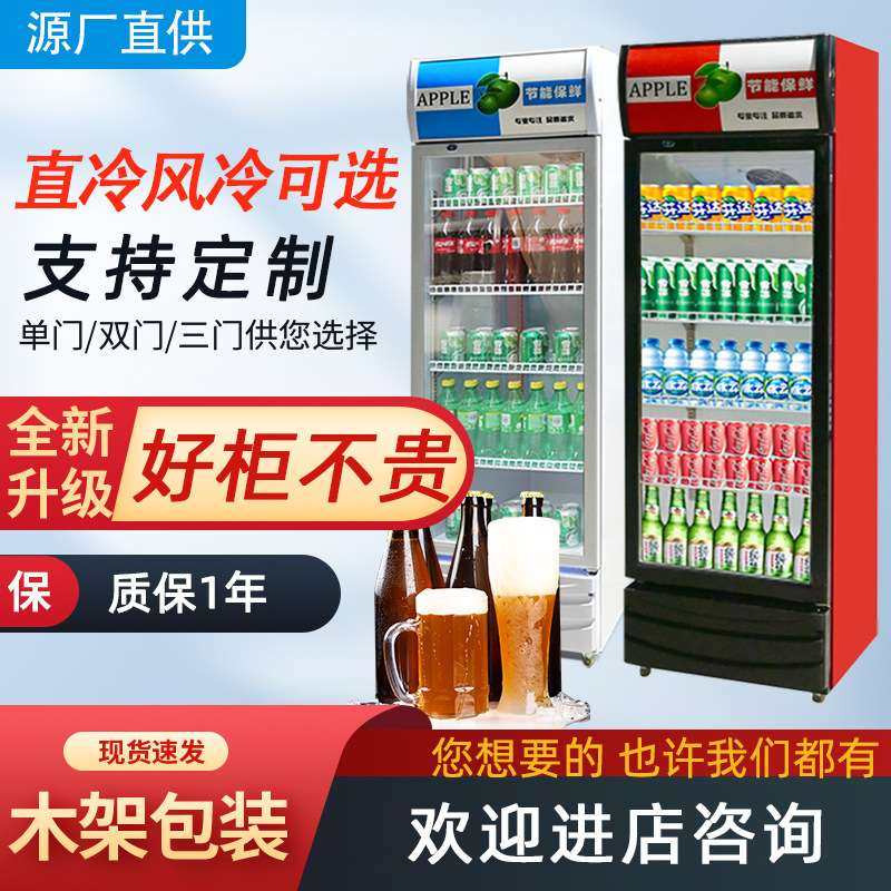 单门啤酒柜冷藏展示柜保鲜柜超市啤酒饮料柜商双门三门酒水柜冰柜