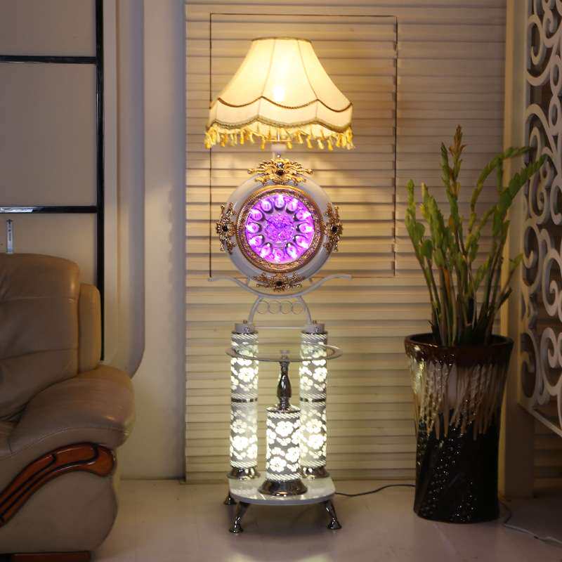 北欧布艺落地台灯 家居时尚温馨led书房落地灯卧室客厅钟表落地灯