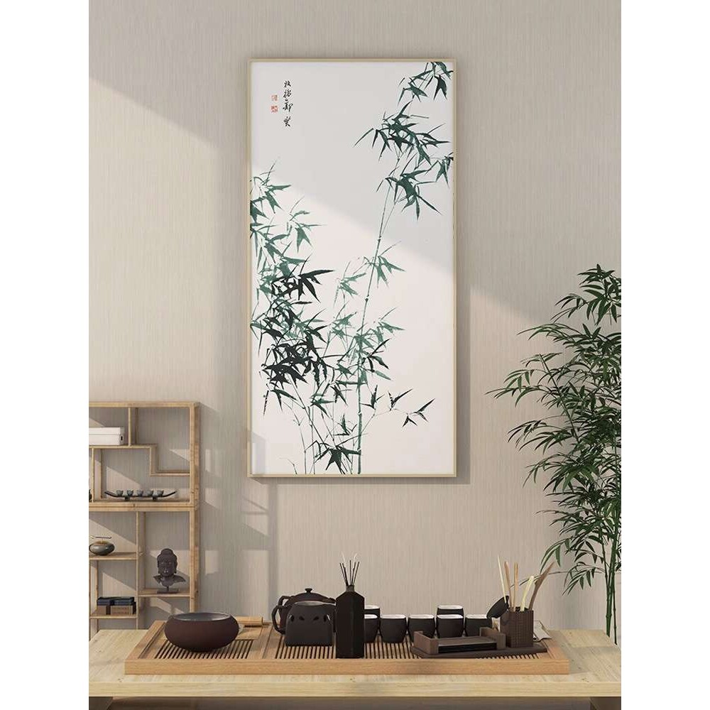郑板桥竹子书画新中式装饰画竹石兰蕙图茶室挂画书房水墨书法字画