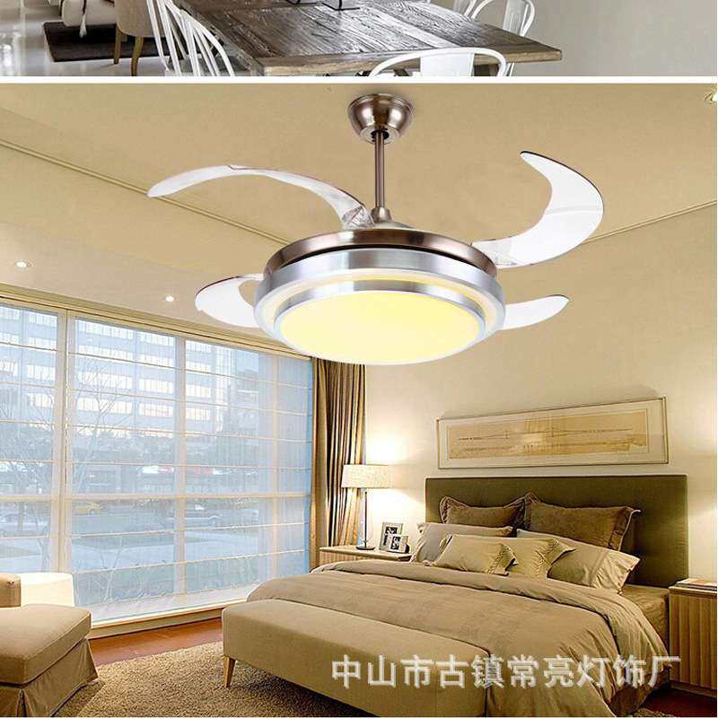 常亮隐形吊扇灯风扇灯客厅餐厅家用简约现代带电扇灯具的风扇吊灯