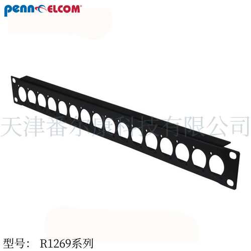 Penn Elcom19寸机柜D孔连接器1U面板卡槽12孔挡板金属黑色R1269