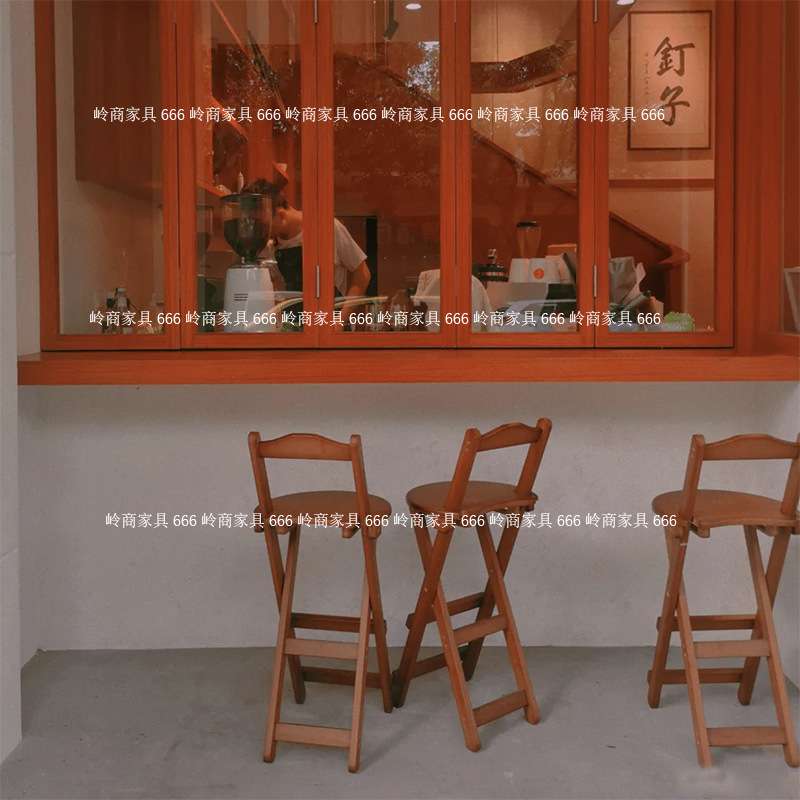酒吧实木简约折叠休闲吧台高脚椅甜品奶茶店中式靠背前台高脚凳