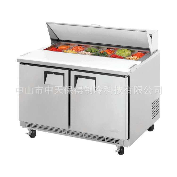 美式2门不锈钢沙拉柜三文治冷藏面饼蔬菜水果沙拉工作台