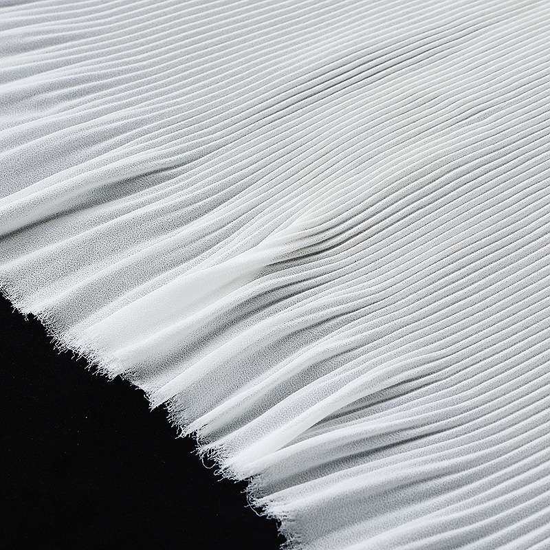 雪纺面料纯白色压褶裙高捻珍珠雪纺风风琴面料布料