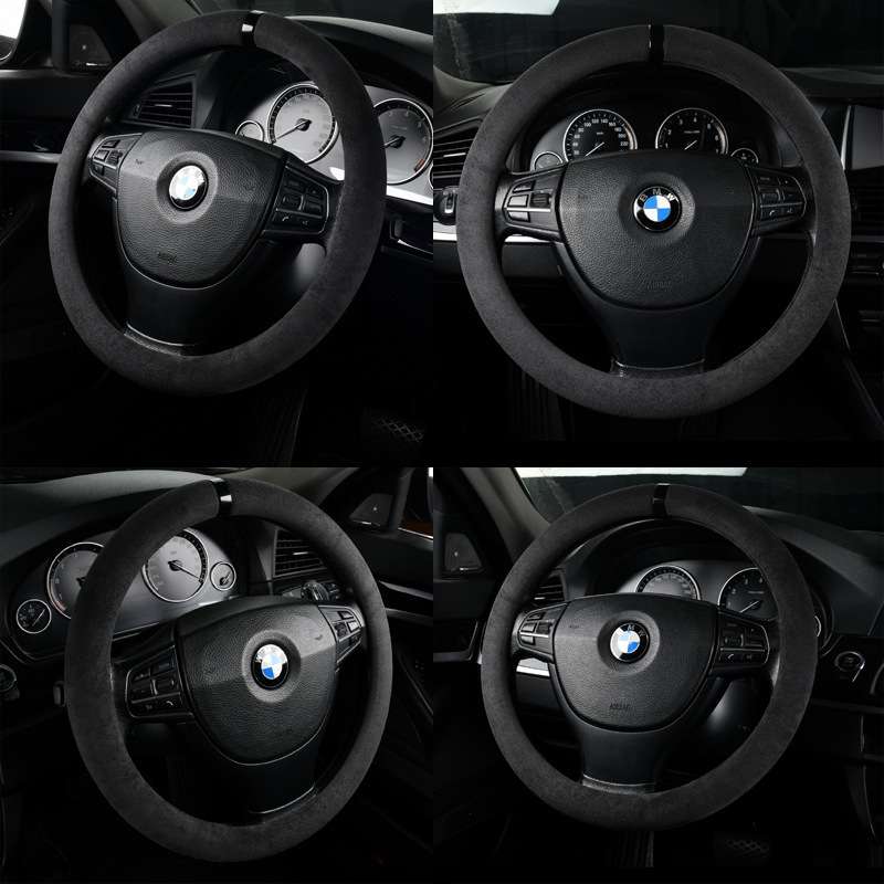汽车方向盘套四季通用型麂皮绒翻毛皮车把套防滑吸汗透气车载内饰