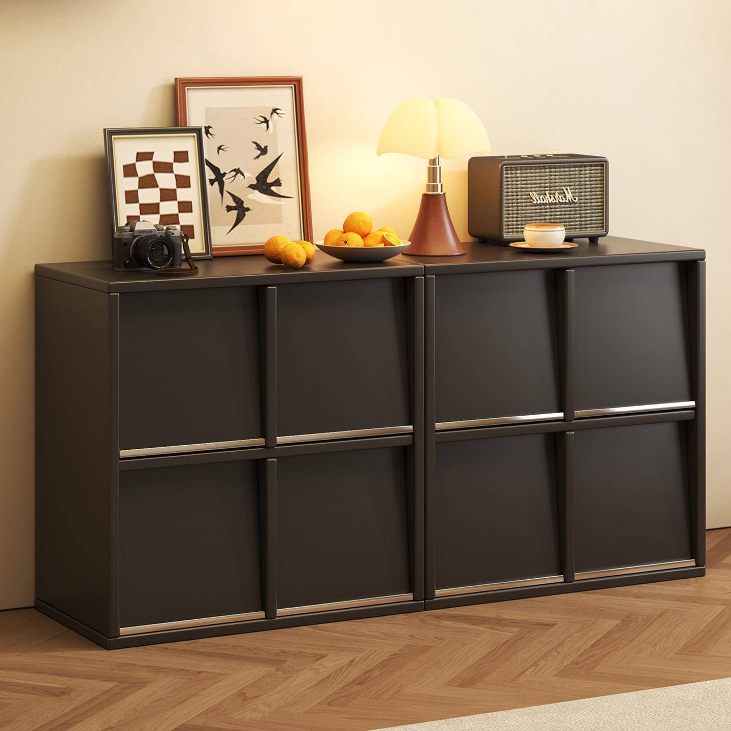 黑色斗柜卧室收纳柜床尾置物柜客厅柜子靠墙收纳柜皮埃尔柜八斗柜