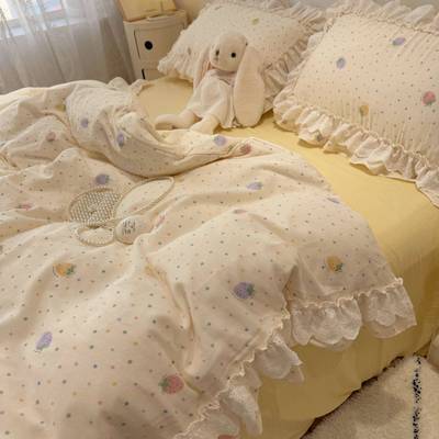 仙女款双层纱全棉四件套亲肤舒适纯棉被套床裙公主风1.5m1.8床品