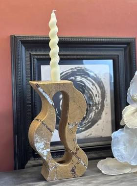 现代意式极简大理石异形雕刻装蒙多花插组摆件桌面家居装饰品摆件