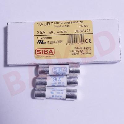 25A gRL AC600V 6003434 10*38mm 200KA 熔断器 西霸SIBA Germany