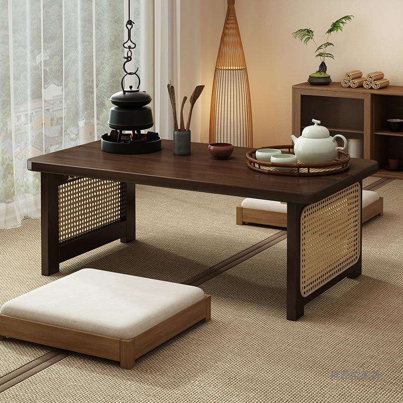 飘窗小桌子家用榻榻米茶桌禅意日式非实木可折叠炕几卧室坐地矮桌