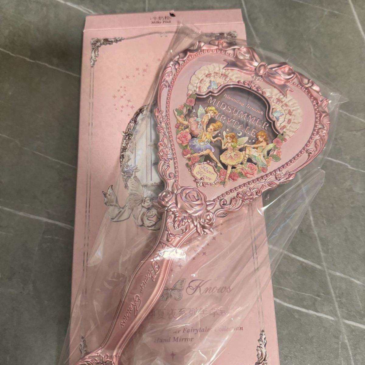 现货花知晓仲夏夜周边镜子手持化妆镜复古公主风新款高颜值小天使