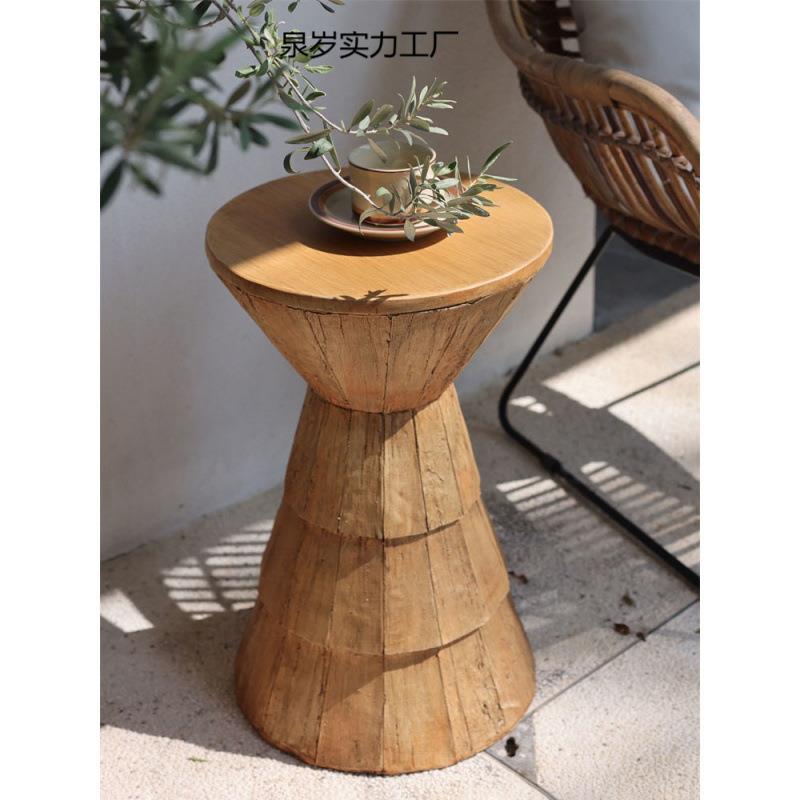 简约木纹椭圆茶几造型现代艺术民宿设计客厅沙发创意圆形北欧复古