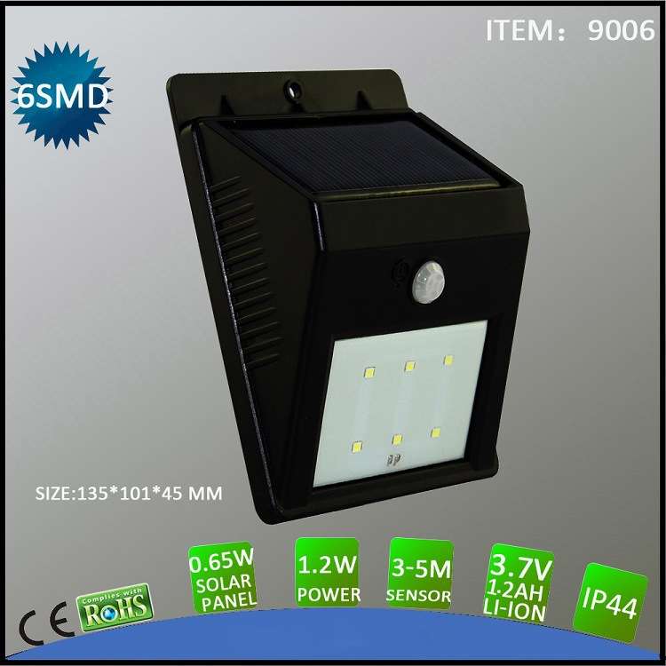 6LED太阳能人体感应壁灯太阳能感应庭院灯墙壁灯感应墙灯
