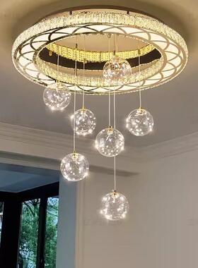 不锈钢客厅灯2025年新款水晶灯现代轻奢豪华大厅卧室led吸顶灯饰