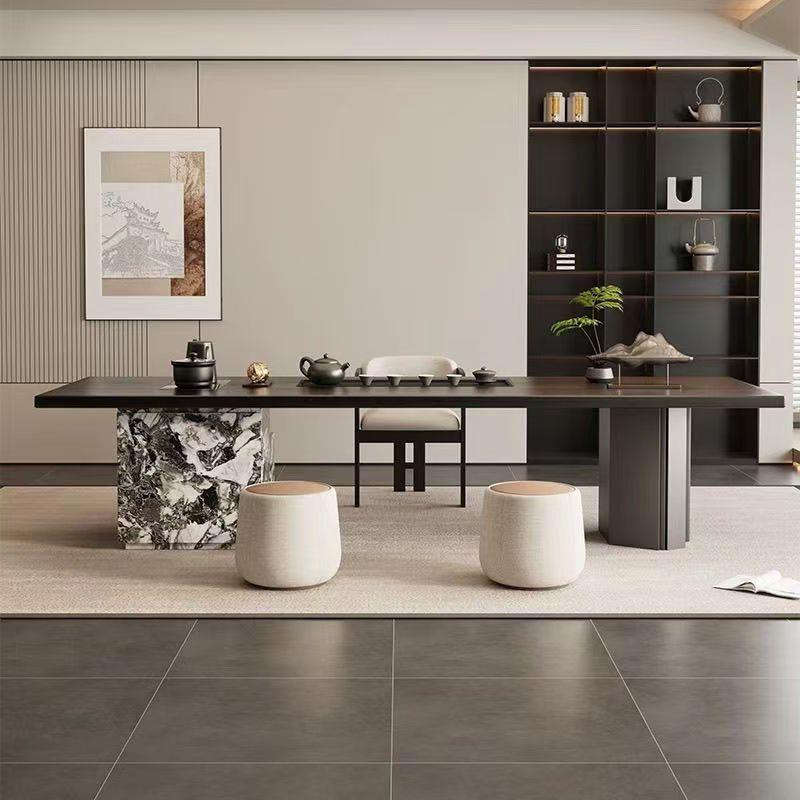 意式轻奢现代简约实木岛台茶桌泡茶桌椅组合一体客厅家用新款高级