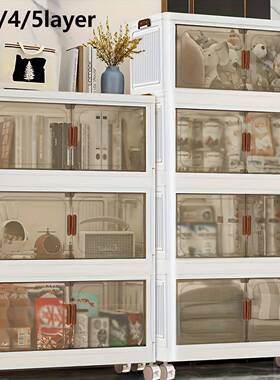 2/3/4/5layer 带有盖和门的可堆叠储物箱，塑料材料可折叠的储物