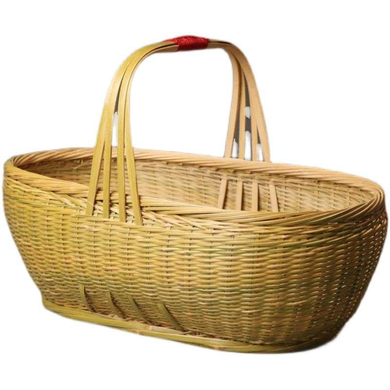 竹篮子买菜篮购物篮手提篮鸡蛋篮竹编制品精品水果菜篮厨房收纳篮