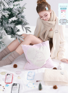 bioomul《Snowman系列》原创雪人印花法兰绒沙发抱枕盖毯二合一