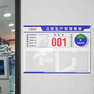 注塑工厂生产车间标识牌看板公示栏亚克力卡槽设备运行状态管理维