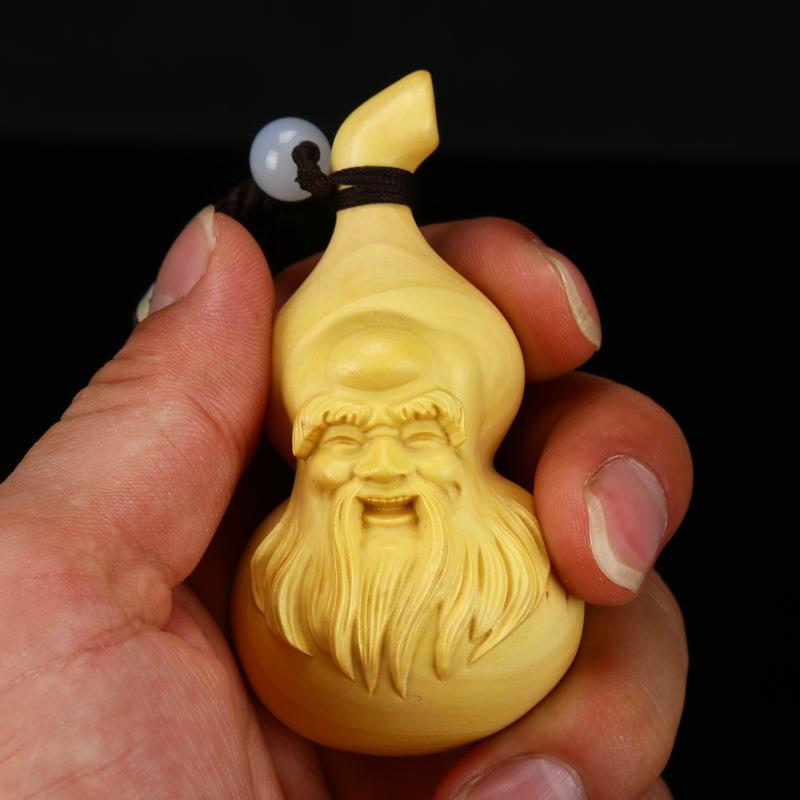 黄杨木雕实木雕刻工艺寿星把玩按摩手工文化文玩手把件男 葫芦
