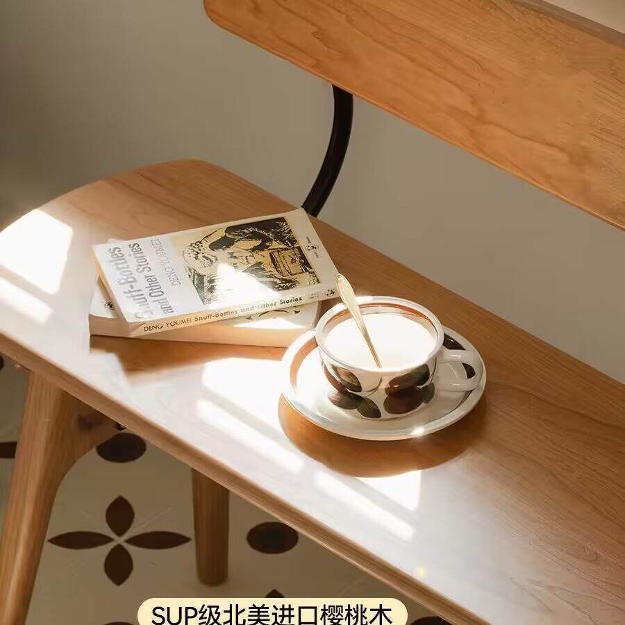 北欧实木长条凳子日式简约餐桌客厅长板凳樱桃木靠背椅子家用家具