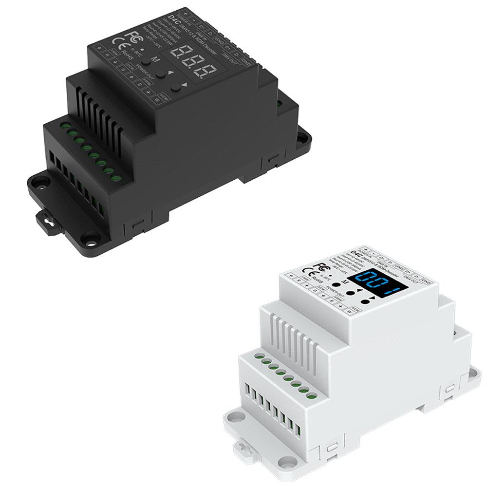D4C 4通道 恒流DMX512 RDM解码器3-45V150-500ma 90W 数显 导轨式