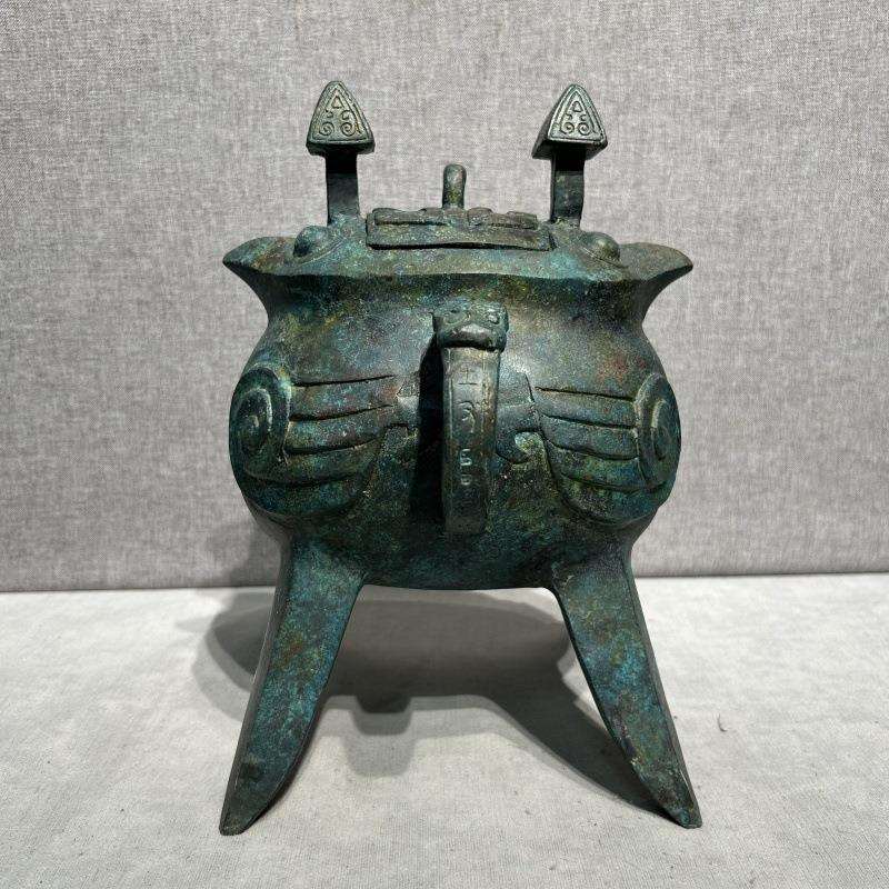 鸮方斝仿古青铜器古玩收藏摆件盛酒器展柜装饰品