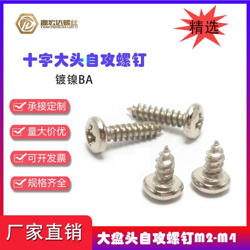 BA镀镍十字槽大头尖尾自攻螺钉大圆头盘头电子塑胶小螺丝M2M3M4M5
