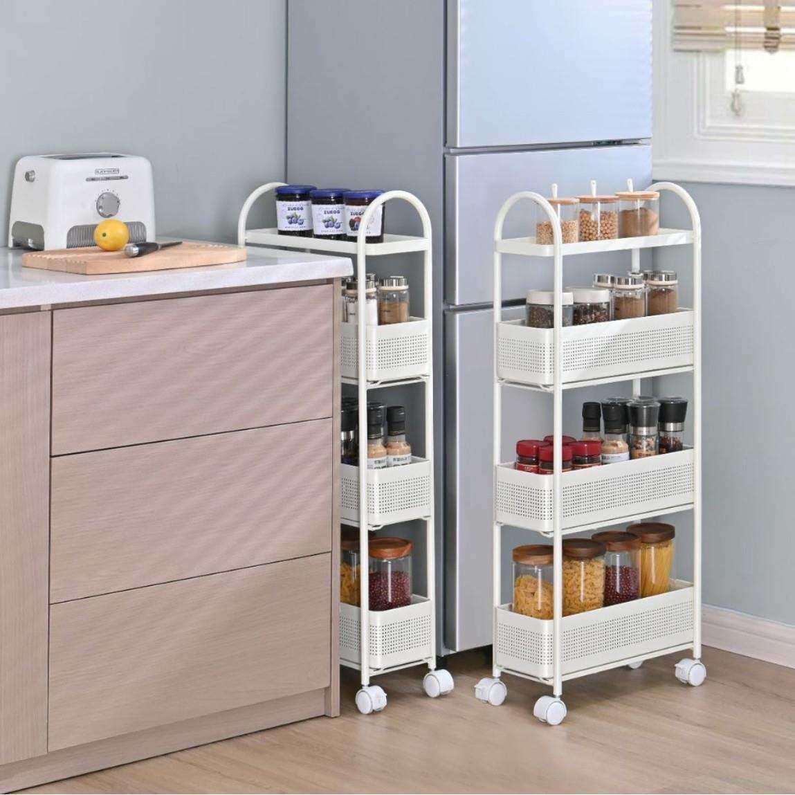 厨房夹缝抽屉收纳柜落地家用多层窄款可抽拉移动置物架小推车浴室