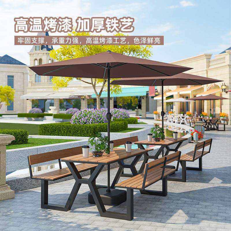 户外连体桌椅组合小吃街座椅景区公园室外露天长凳广场一体餐桌椅