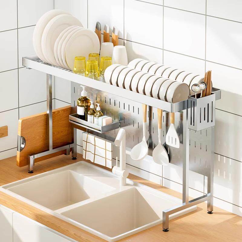 304不锈钢厨房水槽置物架碗架沥水架水池上方放碗碟收纳架可伸缩
