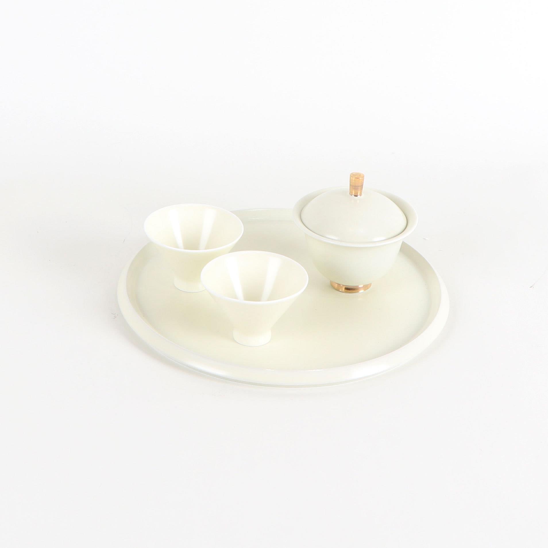 新中式陶瓷乳白色茶具组合样板房间售楼处茶几茶室客厅工艺品摆件