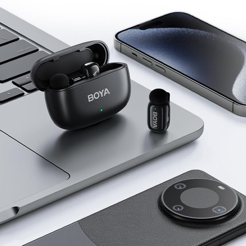 BOYA mini指尖麦克风短视频拍摄直播录制采访领夹磁吸降噪麦克风