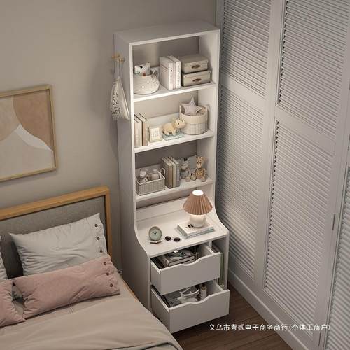 床头小书柜窄柜云梯置物柜收纳柜一体卧室柜子储物柜多层书架落地