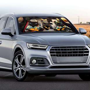 跨境霸气帮派猫咪搞怪动物印花遮阳前挡玻璃防晒隔热板