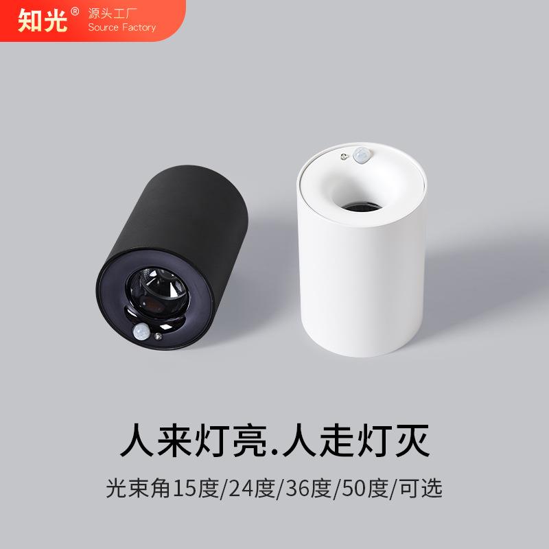 cob明装感应灯人体感应过道走廊灯入户玄关灯楼道筒灯吸顶式射灯
