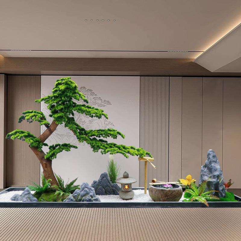 仿真松树迎客松罗汉松商场酒店室内装饰盆景造型假迎客松景观摆件